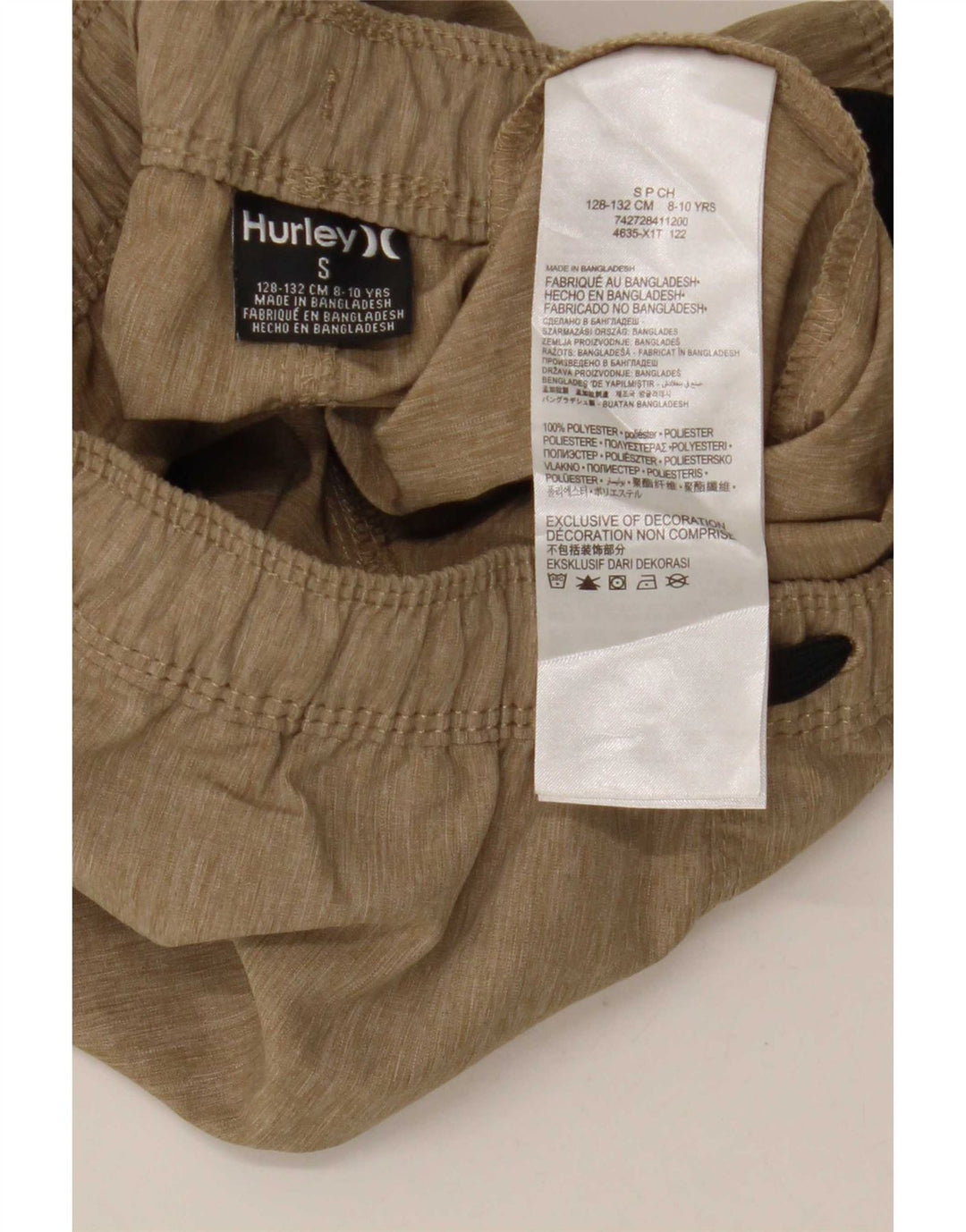 Hurley Boys Sport Shorts 8-9 Years Small Brown Polyester