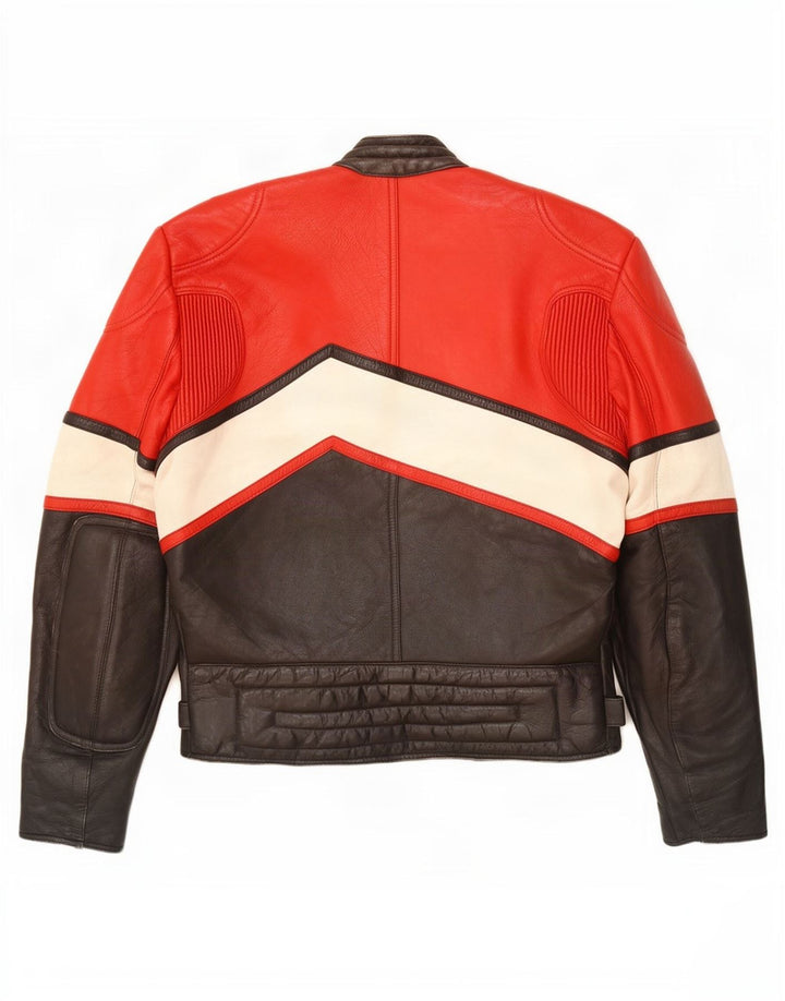 Sportex Mens Racer Jacket IT 44 XS Black Colourblock Leather