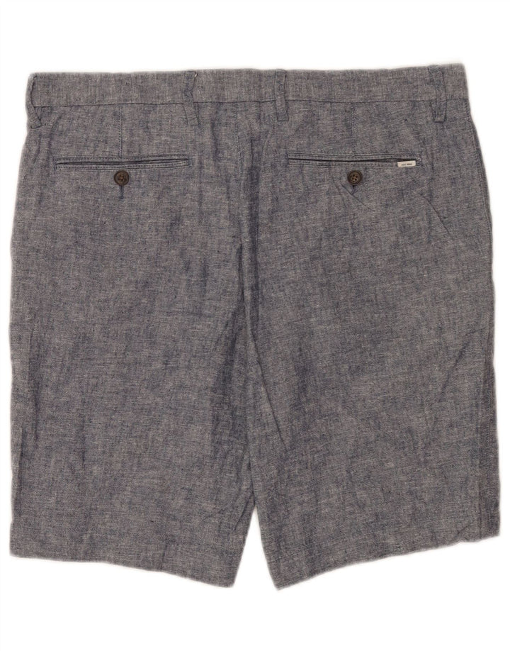 Marks & Spencer Mens Chino Shorts W34 Large Navy Blue Linen