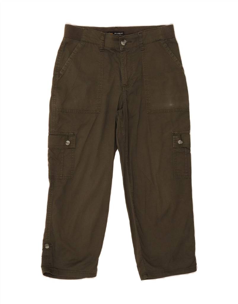 LEE Womens Mid Rise Relaxed Fit Capri Trousers US 4 Small W30 L21 Khaki Vintage Lee and Second-Hand Lee from Messina Hembry 