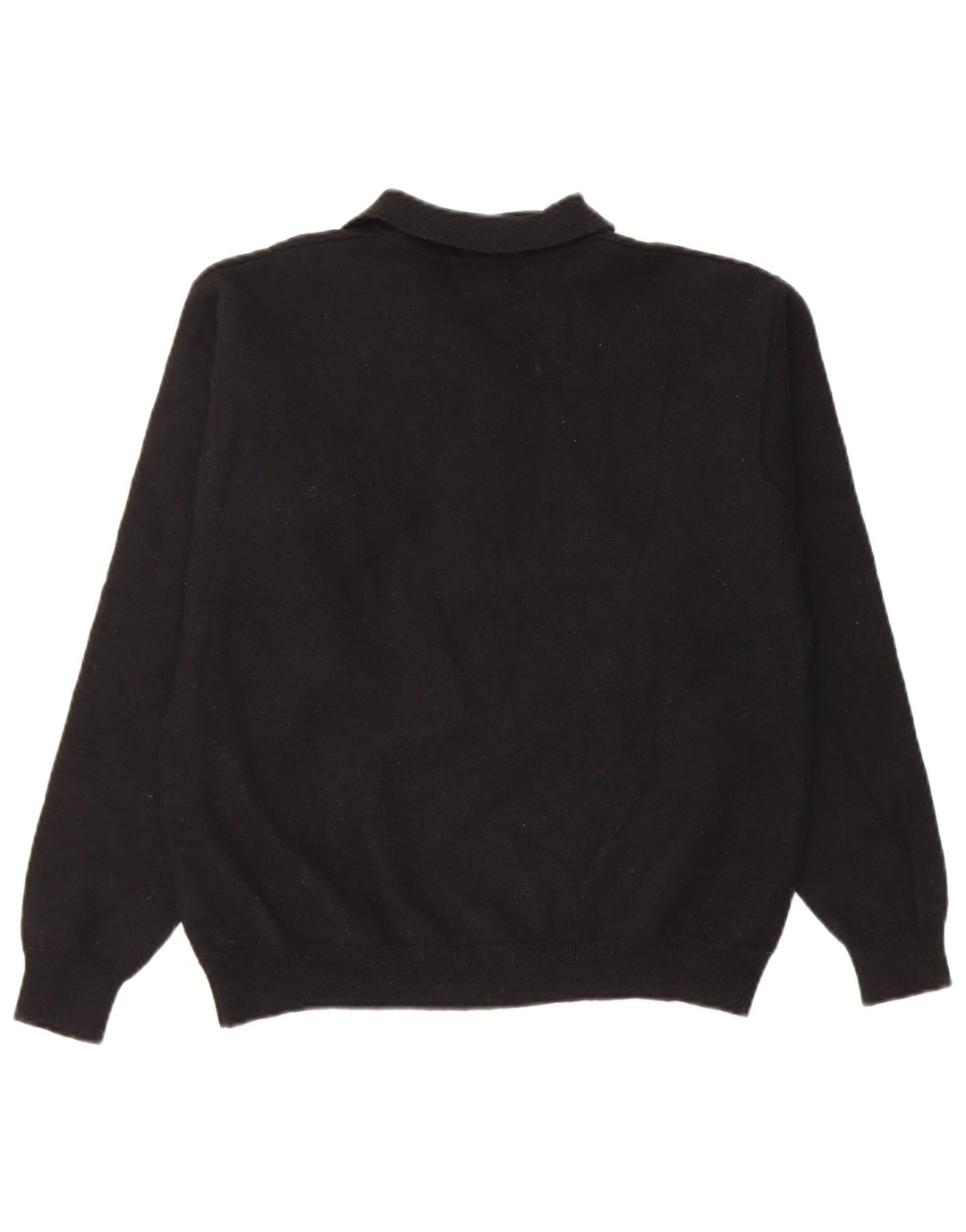 Eddie Bauer Mens Polo Neck Jumper Sweater Medium Black Wool