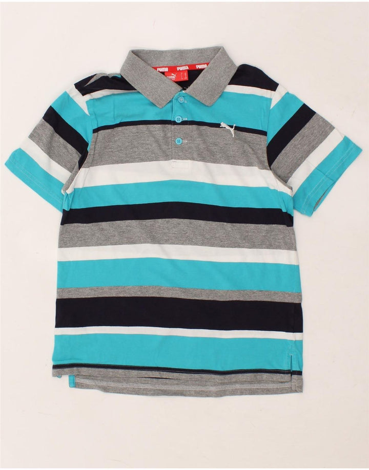 PUMA Boys Polo Shirt 11-12 Years Large Multicoloured Striped Cotton Vintage Puma and Second-Hand Puma from Messina Hembry 