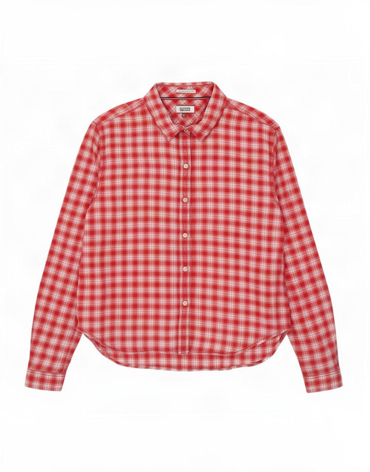 Tommy Hilfiger Womens Shirt UK 14 Medium Red Check Cotton