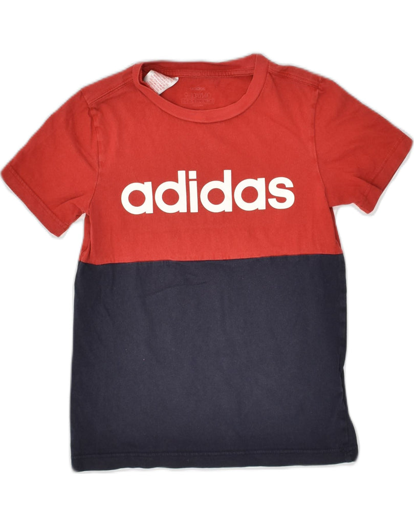 ADIDAS Boys Graphic T-Shirt Top 9-10 Years Red Colourblock Cotton | Vintage Adidas | Thrift | Second-Hand Adidas | Used Clothing | Messina Hembry 