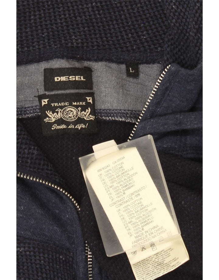 Diesel Mens Tracksuit Top Jacket Large Navy Blue Cotton