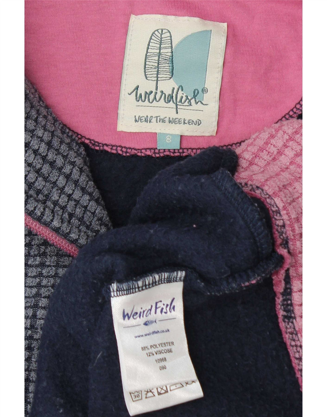 Weird Fish Womens Zip Neck Fleece Jumper UK 8 Small Blue Polyester