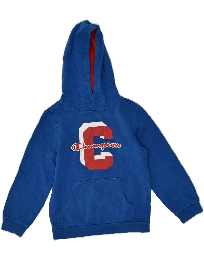 CHAMPION Boys Graphic Hoodie Jumper 5-6 Years XS  Blue Cotton | Vintage Champion | Thrift | Second-Hand Champion | Used Clothing | Messina Hembry 