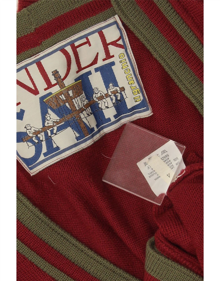 IL GRANCHIO Mens Cardigan Sweater Medium Burgundy Wool