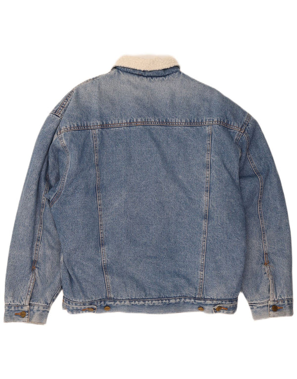 Vintage Mens Sherpa Denim Jacket UK 40 Large Blue Cotton