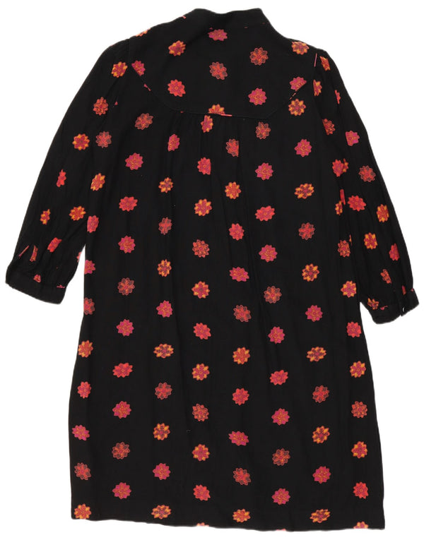 French Connection Womens 3/4 Sleeve Shirt Dress UK 10 Small Black Floral