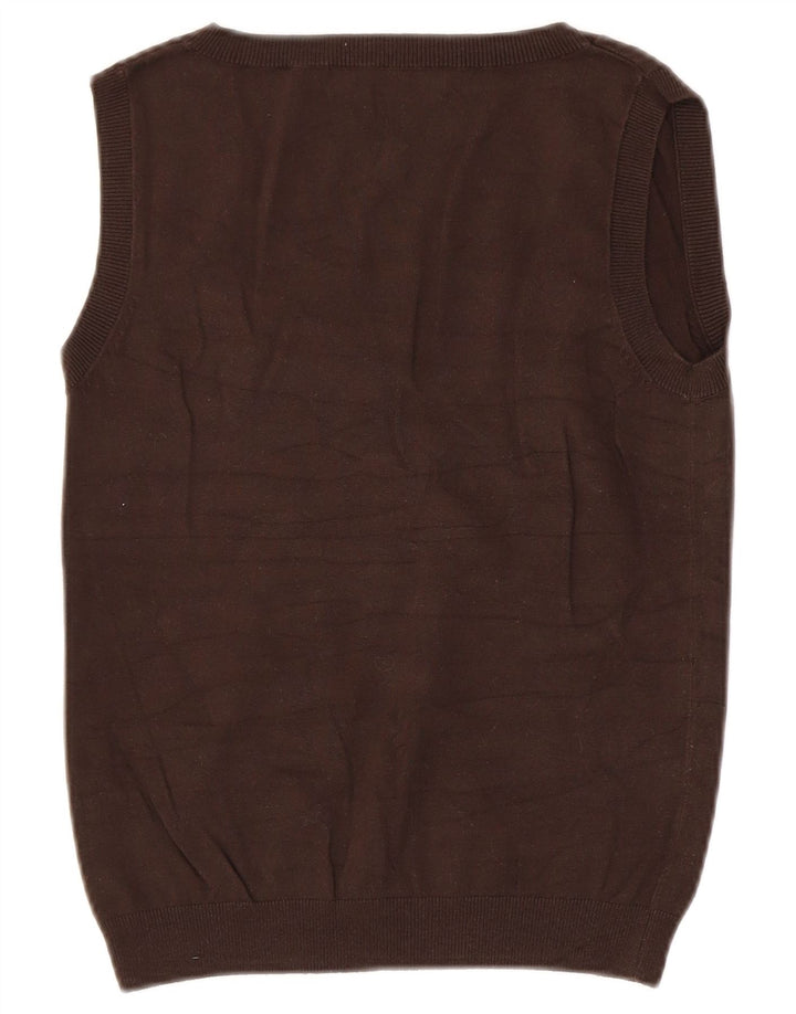 Zara Womens Vest Tank Top UK 12 Medium Brown Cotton