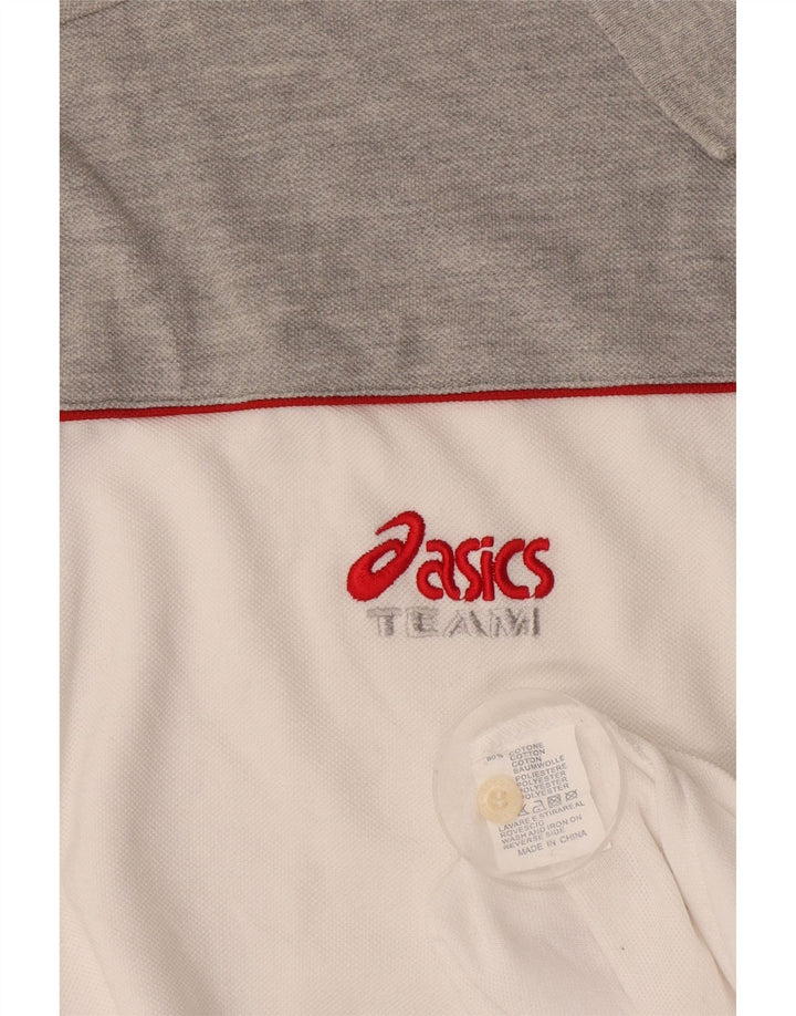 Asics Mens Polo Shirt Large White Colourblock Cotton