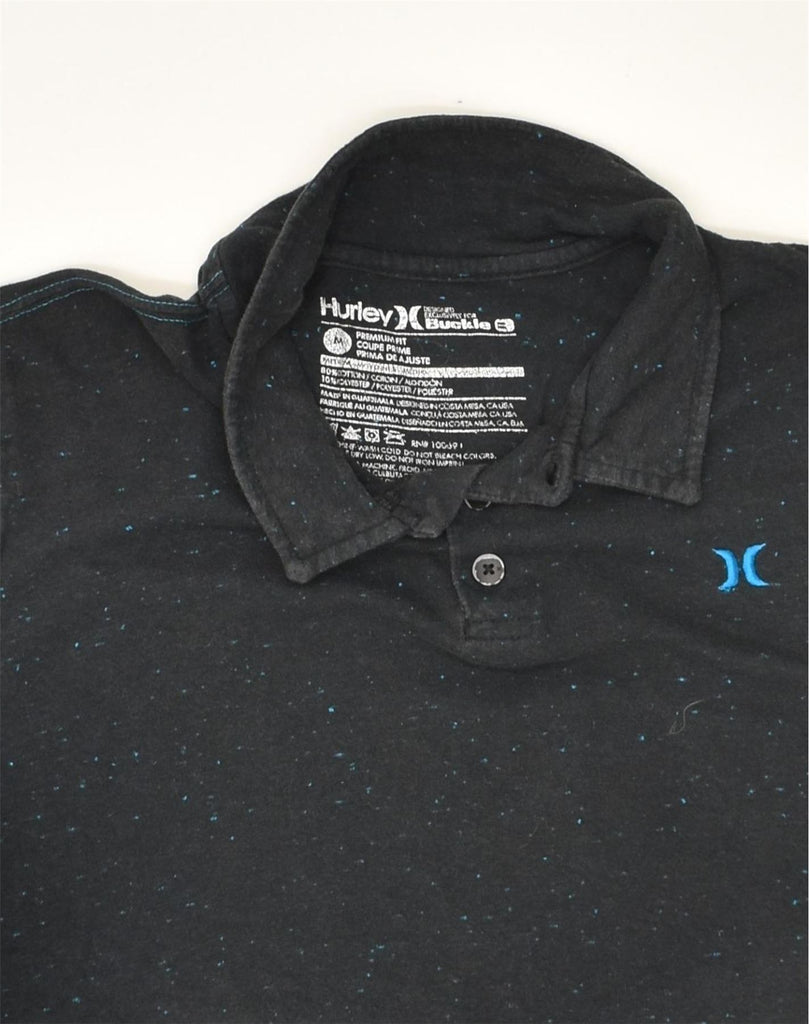 HURLEY Mens Polo Shirt Medium Black Flecked Cotton | Vintage Hurley | Thrift | Second-Hand Hurley | Used Clothing | Messina Hembry 