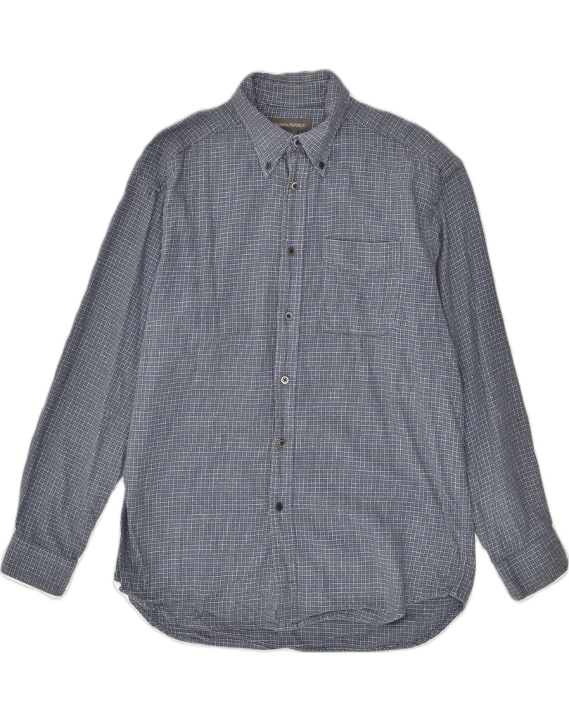 BANANA REPUBLIC Mens Shirt Large Blue Check Cotton | Vintage Banana Republic | Thrift | Second-Hand Banana Republic | Used Clothing | Messina Hembry 