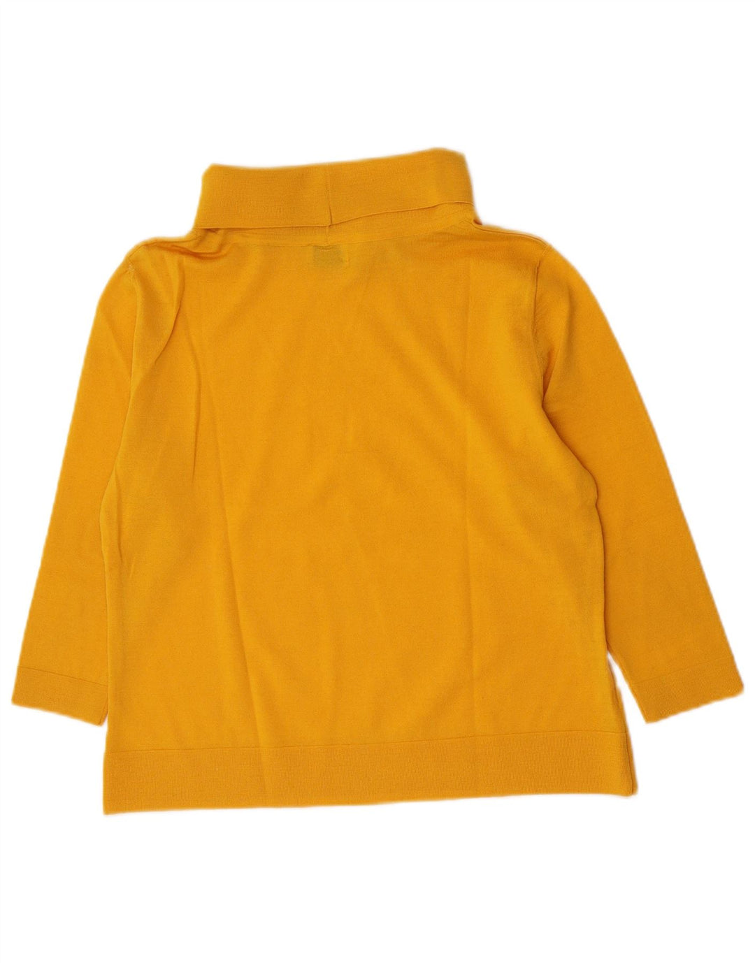 Vintage Womens Roll Neck Top 3/4 Sleeve UK 14 Medium Yellow
