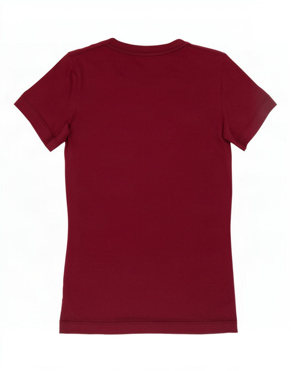 Nike Womens Slim Fit T-Shirt Top UK 6 XS Maroon Cotton