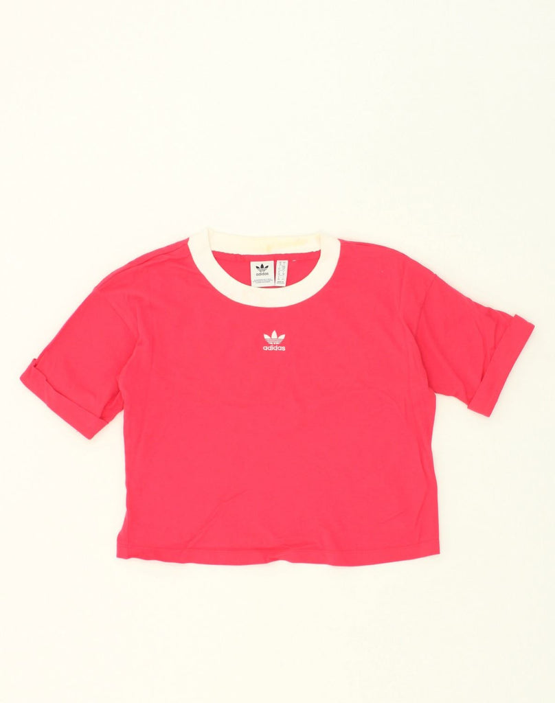 ADIDAS Womens Crop Top UK 10 Small Pink Cotton | Vintage Adidas | Thrift | Second-Hand Adidas | Used Clothing | Messina Hembry 