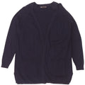 Marks & Spencer Womens Open Cardigan Sweater UK 14 Large Navy Blue Viscose