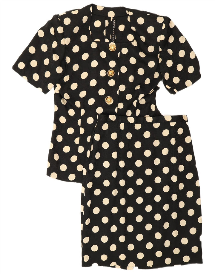 Vintage Womens Short Sleeve 2 Piece Skirt Set UK 12 Medium W28 Black