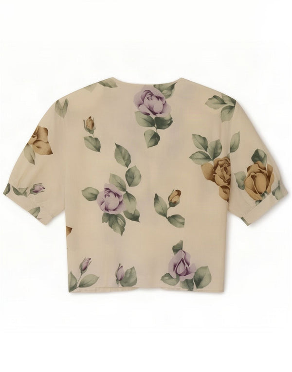 Andrea Mare Womens Short Sleeve Shirt Blouse IT 44 Medium White Floral Silk
