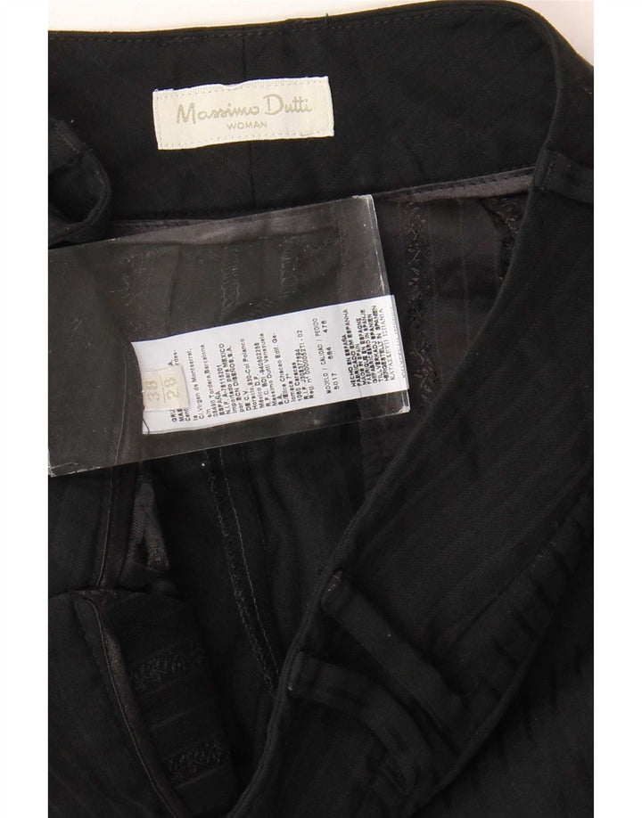 Massimo Dutti Womens Chino Trousers EU 38 Small W28 L30 Black Striped