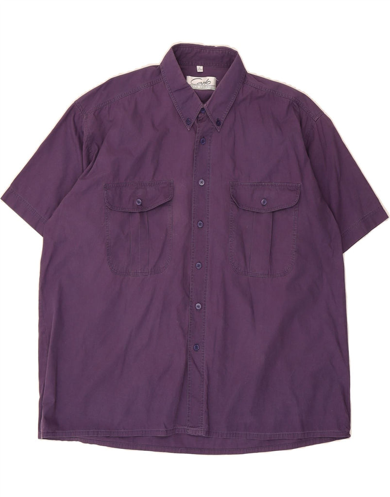 CARLO COMBERTI Mens Short Sleeve Shirt Size 43/44 XL Purple Vintage Carlo Comberti and Second-Hand Carlo Comberti from Messina Hembry 