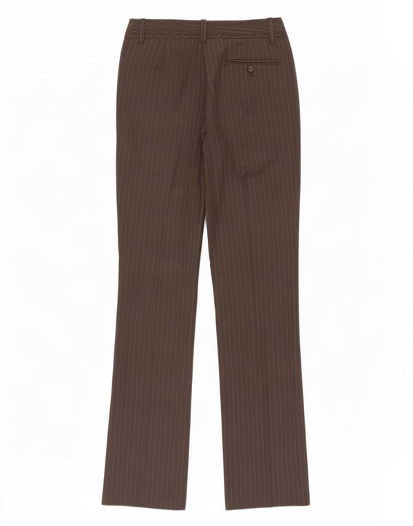 Benetton Womens Straight Chino Trousers IT 42 Medium W32 L34 Brown Striped