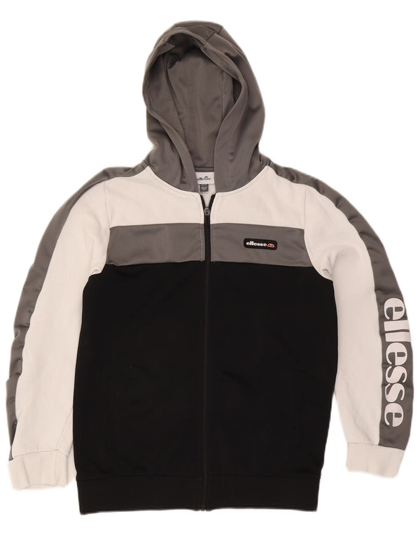 Ellesse Boys Graphic Zip Hoodie Sweater 13-14 Years Black Colourblock