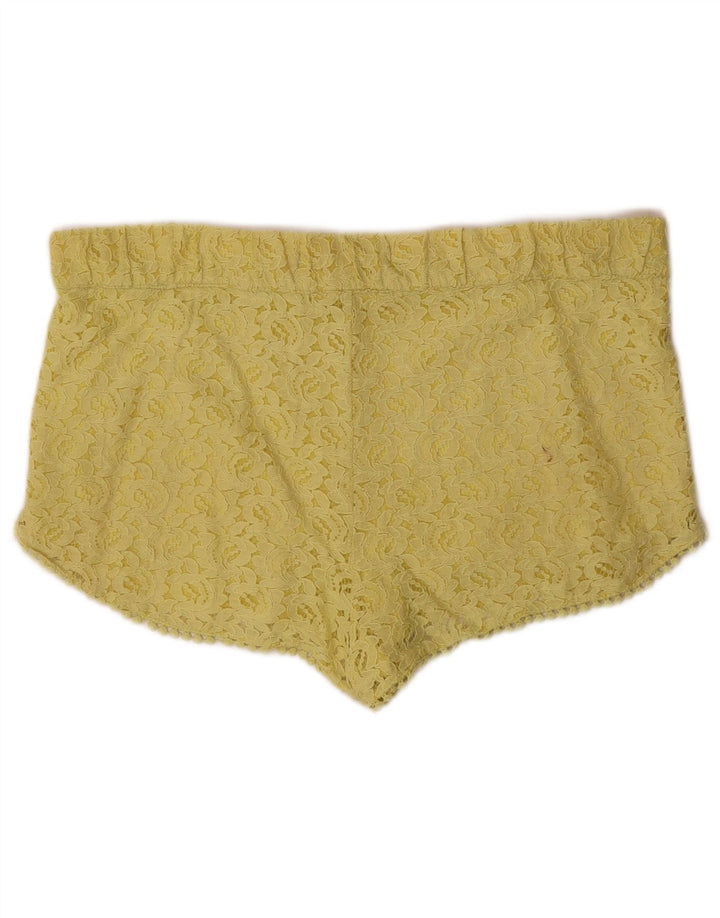 Zara Womens Trafaluc Lace Hot Pants Medium W36  Yellow Floral