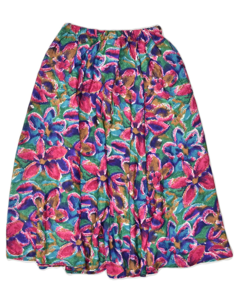 VINTAGE Womens Pleated A-Line Skirt W28 Medium Multicoloured Floral | Vintage Vintage | Thrift | Second-Hand Vintage | Used Clothing | Messina Hembry 