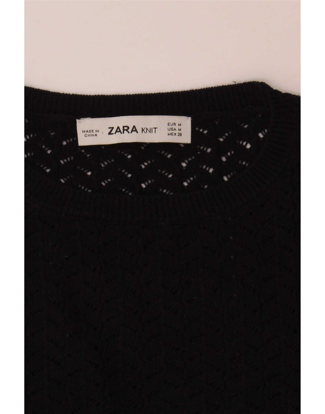 Zara Womens Crop Knit Blouse Top UK 12 Medium Navy Blue Striped