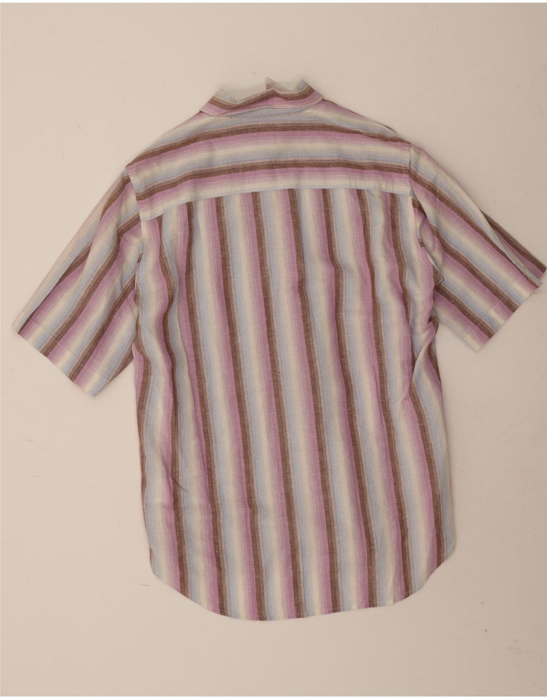 Marlboro Classics Mens Short Sleeve Shirt Large Multicoloured Striped Linen