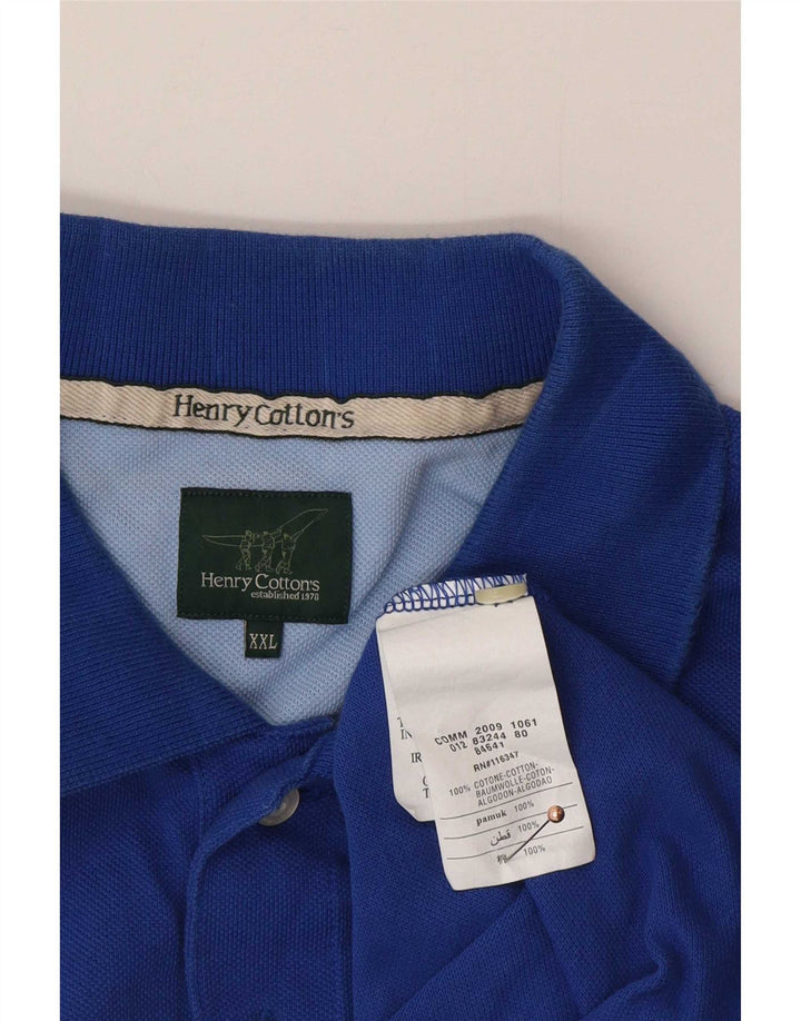 Henry Cottons Mens Polo Shirt 2XL Blue Cotton