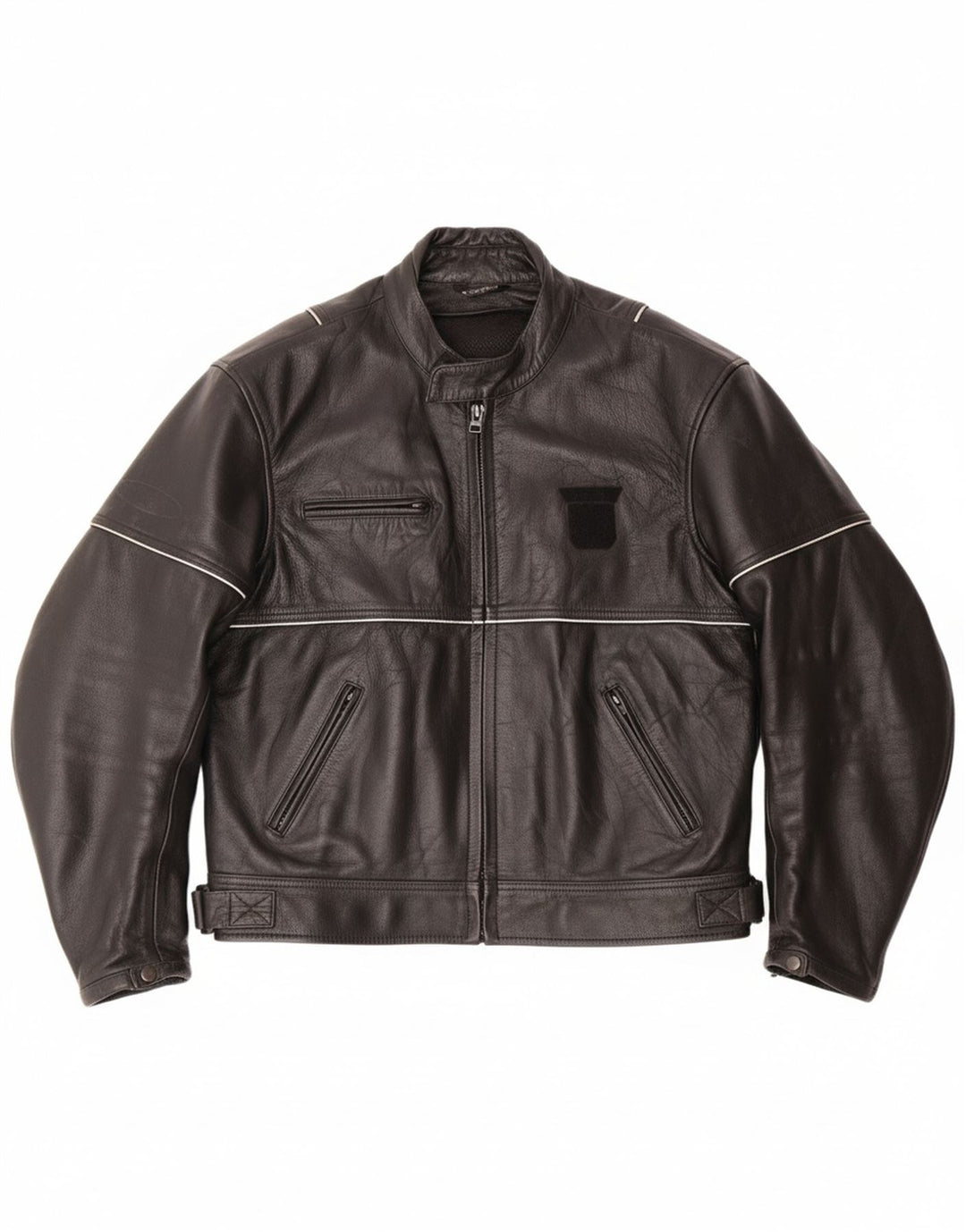 VINTAGE Mens Leather Racer Jacket UK 46 3XL Black Leather