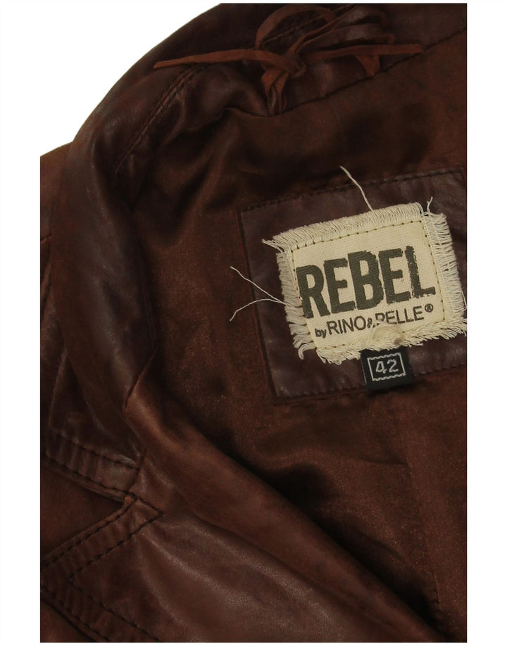 Rino & Pelle Womens 2 Button Blazer Jacket IT 42 Medium Brown Leather