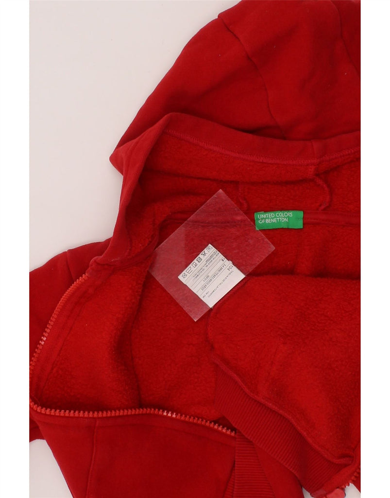 BENETTON Girls Graphic Zip Hoodie Sweater 3-4 Years Red Cotton Vintage Benetton and Second-Hand Benetton from Messina Hembry 