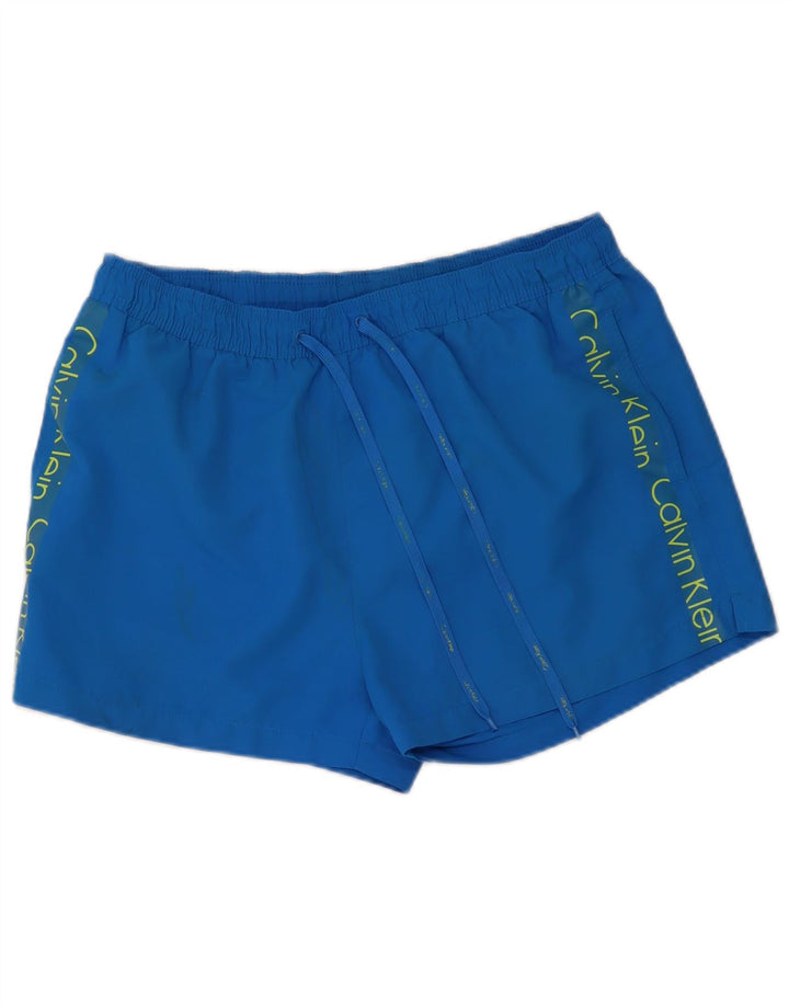 Calvin Klein Mens Graphic Swimming Shorts XL  Blue Polyester