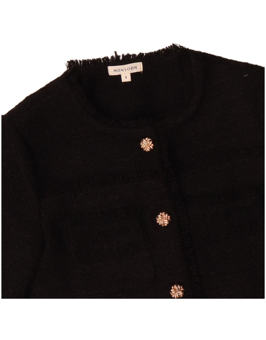 MONSOON Womens 5 Button Blazer Jacket UK 10 Small Black Polyester