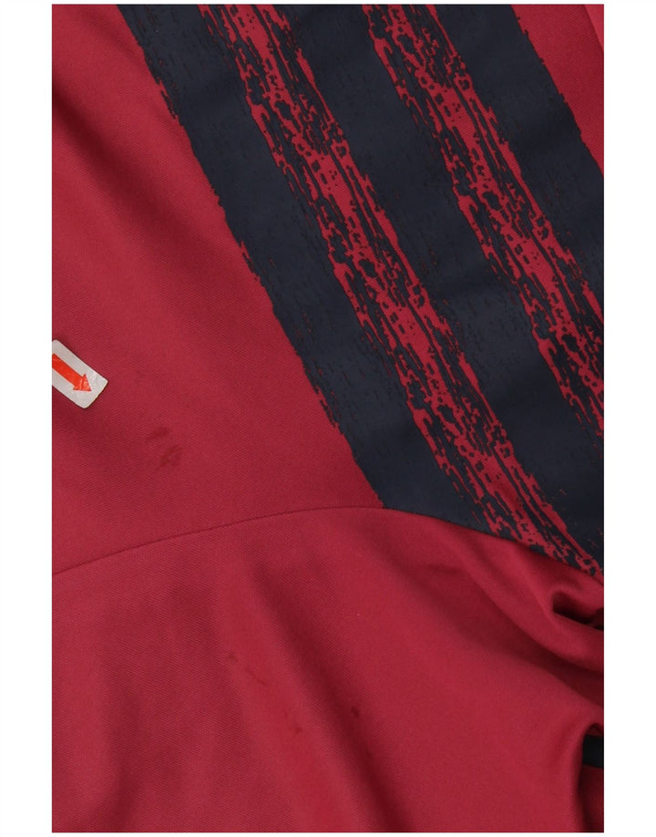 Adidas Mens Primegreen Polo Shirt Large Red Striped Polyester