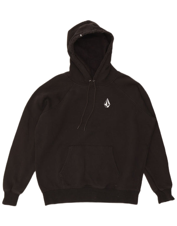 Volcom Womens Oversized Hoodie Jumper UK 10 Small Black Cotton