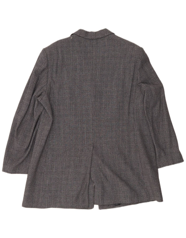 ELENA MIRO Womens 3 Button Blazer Jacket UK 22 2XL Navy Blue Houndstooth
