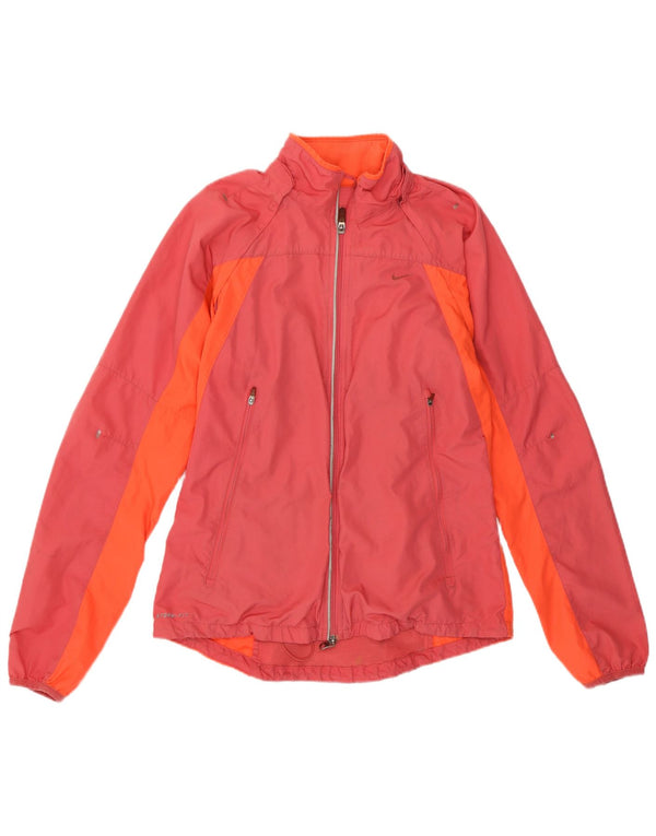Nike Womens Storm-Fit Rain Jacket UK 12 Medium Pink Colourblock Polyester