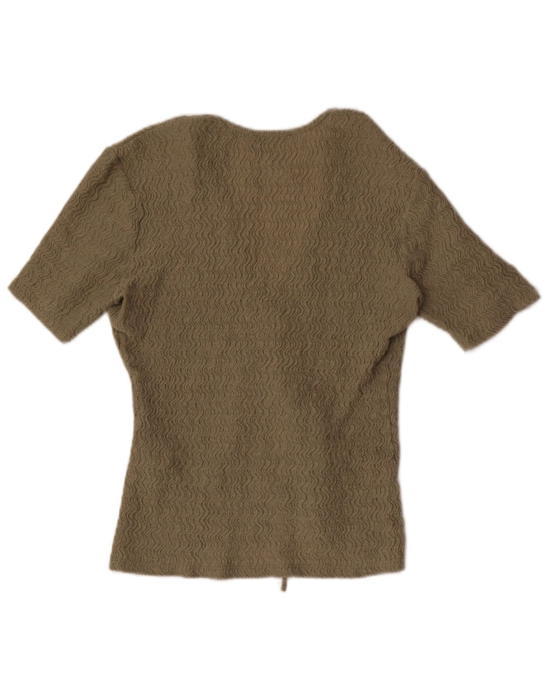 Zara Womens Short Sleeve Crop Top UK 8 Small Khaki Polyester