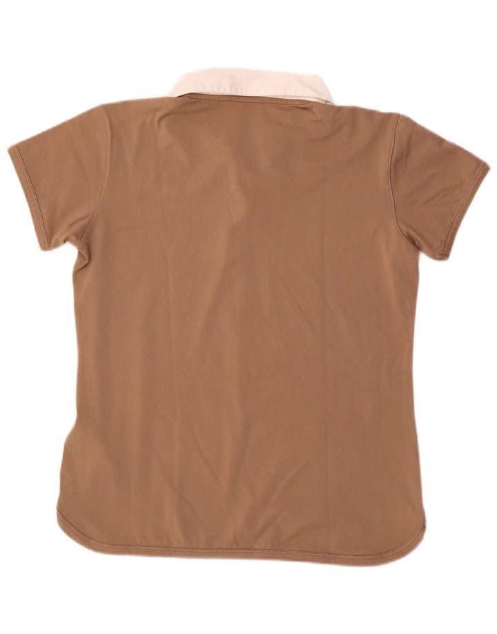Nike Womens Polo Shirt UK 10/12 Medium Brown Cotton