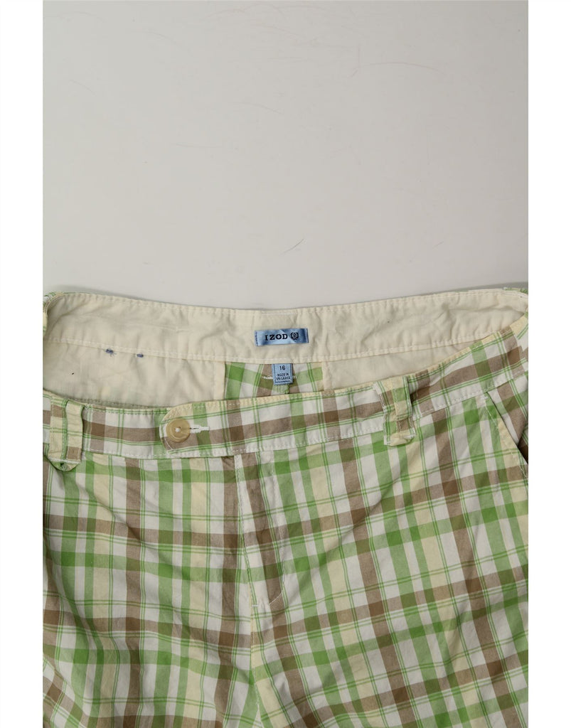 IZOD Womens Chino Shorts US 16 2XL W38  Green Check Cotton Vintage Izod and Second-Hand Izod from Messina Hembry 