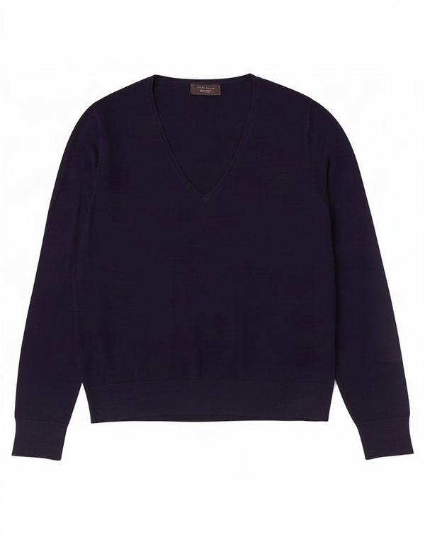 Zara Mens V-Neck Jumper Sweater Large Navy Blue Viscose