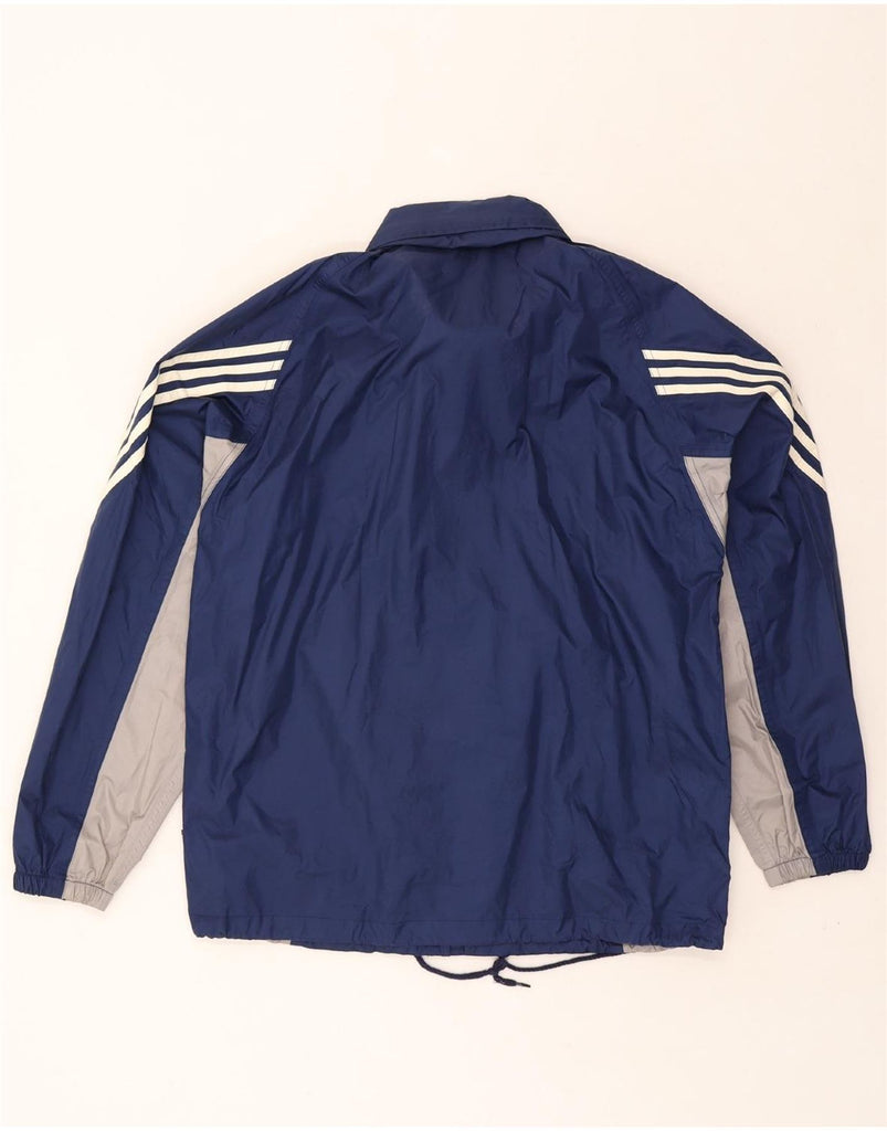 ADIDAS Mens Rain Jacket UK 38/40 Medium Navy Blue Colourblock Nylon Vintage Adidas and Second-Hand Adidas from Messina Hembry 
