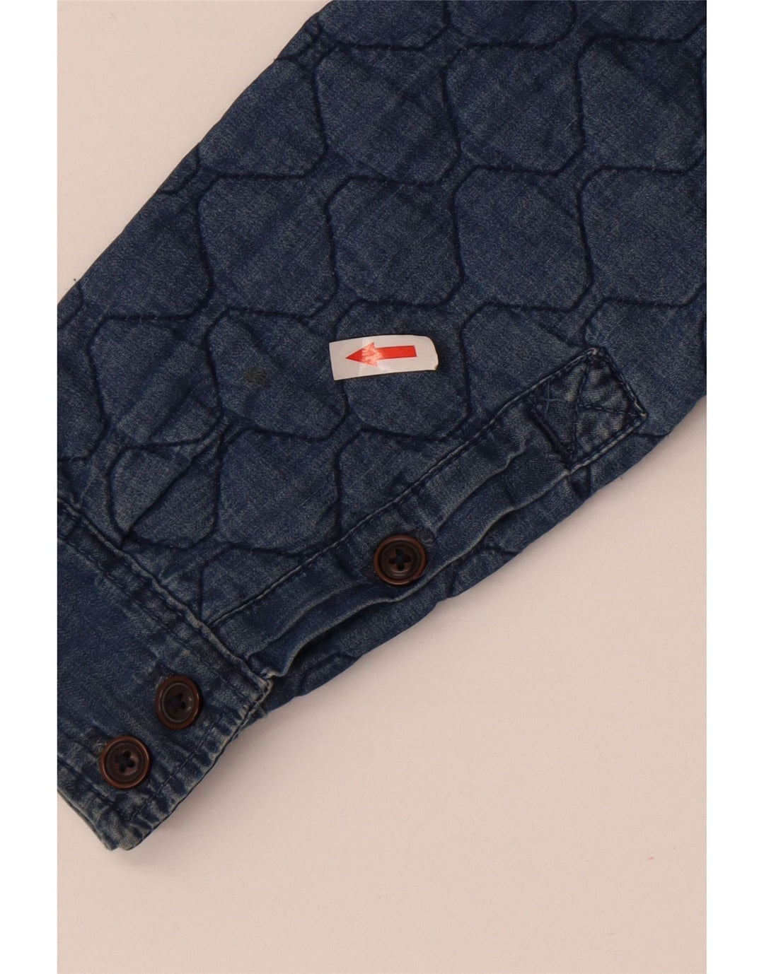 Vintage Mens Quilted Denim Shirt Medium Blue Cotton