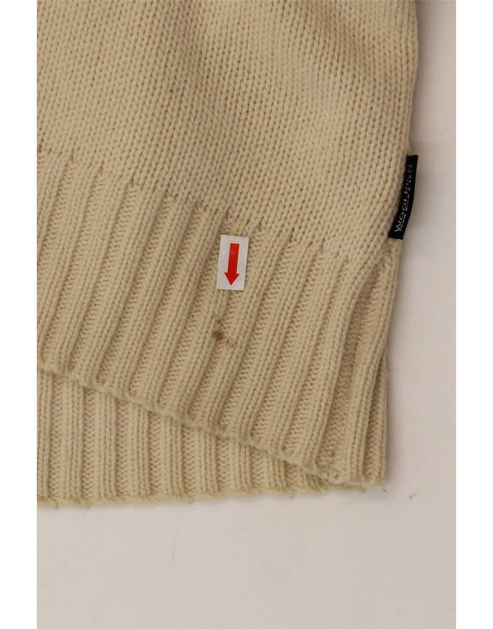 Woolrich Mens Graphic Cardigan Sweater Medium Beige Wool