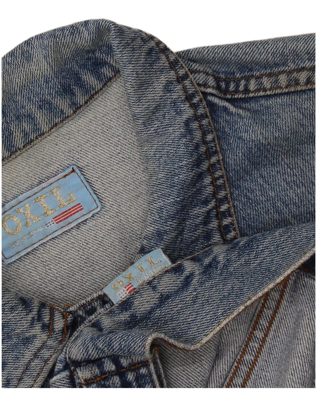 VINTAGE Womens Crop Denim Jacket UK 14 Medium Blue